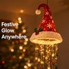 Lighted Santa Hat Pendant Light Hanging Chandelier with LED Bulbs Christmas Holiday Festive Decorative Ceiling Fixture for Home Party Seasonal Indoor