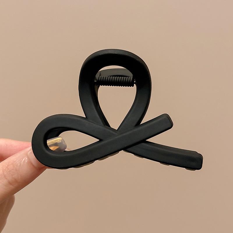 Elegant Medium-Sized Bow Hair Claw Clip - Versatile French Style Shark Clip 1# черный 8см