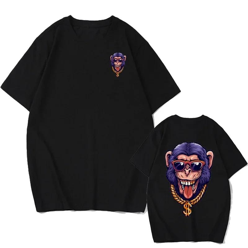 Men's Animal T-Shirt Hip Hop Monkey Print Everyday Versatile Everyday Casual Short Sleeve European Size T-Shirt Street Harajuku