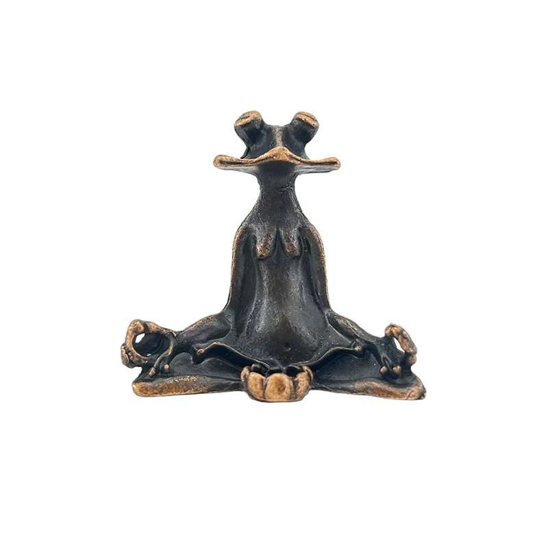 1PC Retro Copperware Incense Socket Zen Frog Ornaments Solid Pure Copper Frog Tea Pet Incense Holder Ornaments