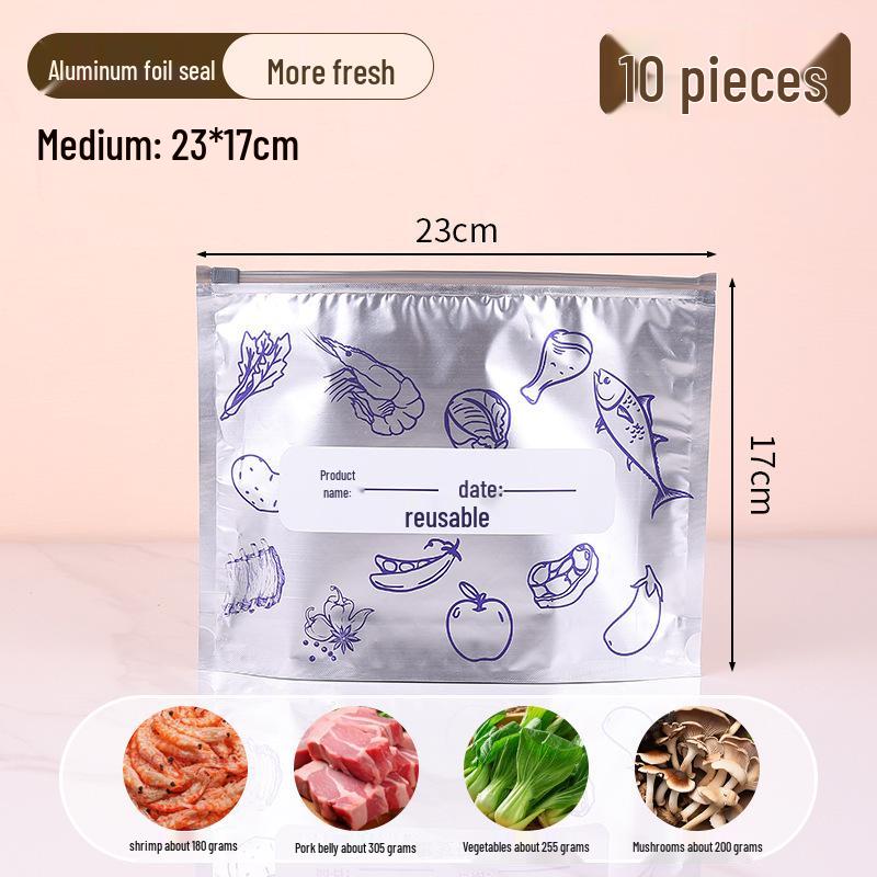 Food Grade Zipper Aluminum Foil Storage Bag for Freezing & Fresh-Keeping Meat and Vegetables