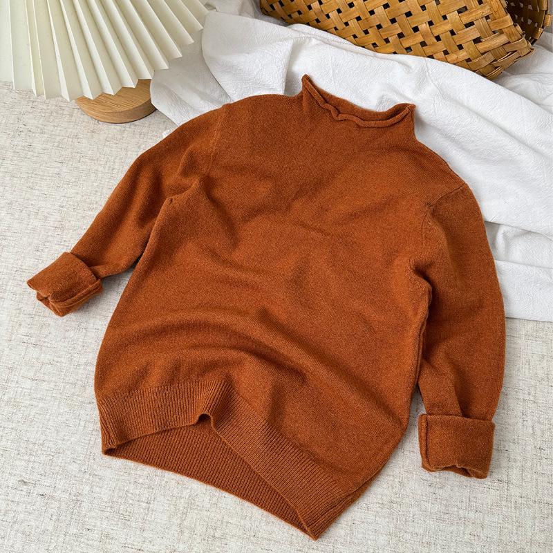 2025 Kids' Trendy Wool Sweater - Half High Neck Pullover for Boys & Girls, Autumn/Winter Base Layer.