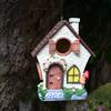Outdoor Fairy Garden Bird House 8.3-inch Hand-painted Resin Decorated Bird Nest With Chain Waterproof Cute Bird House