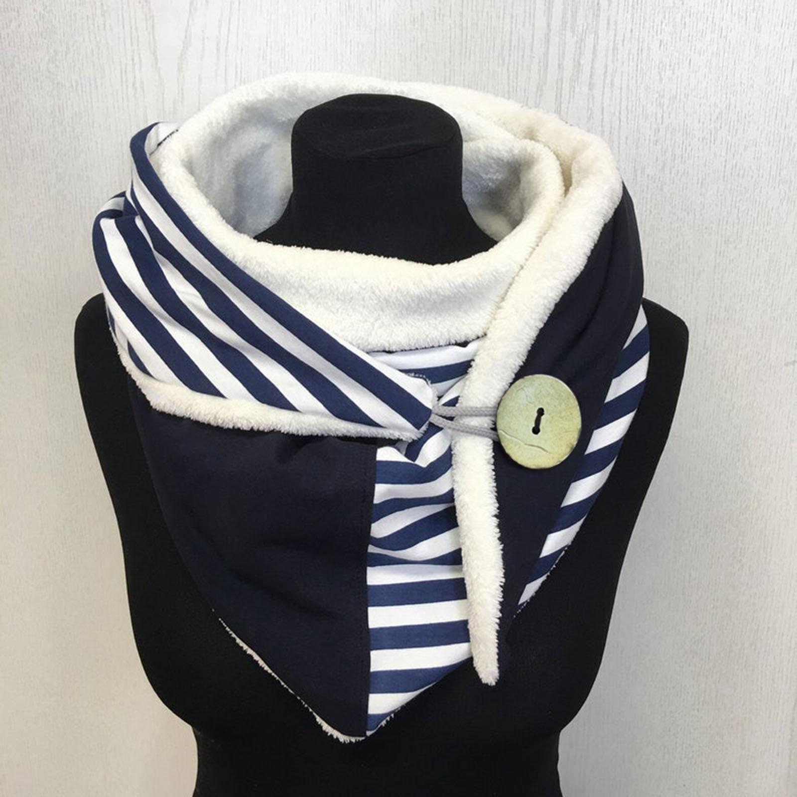 

Женский повседневный шарф с принтом, модный многоцелевой платок в стиле ретро, ​​шарф на пуговицах синий