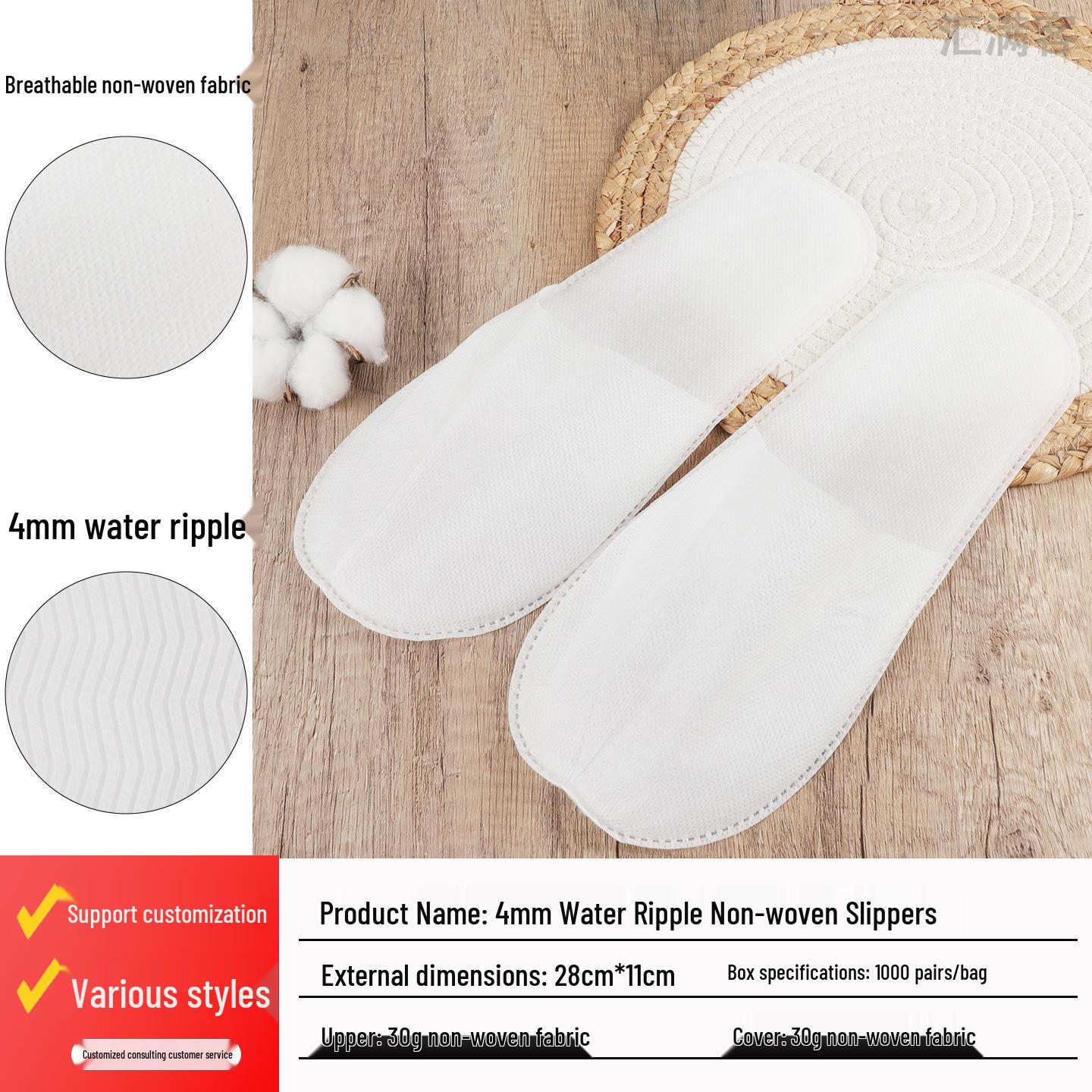 

Экологичные одноразовые гостевые тапочки - Нетканый материал Жемчужный хлопок для использования в отеле и B&B