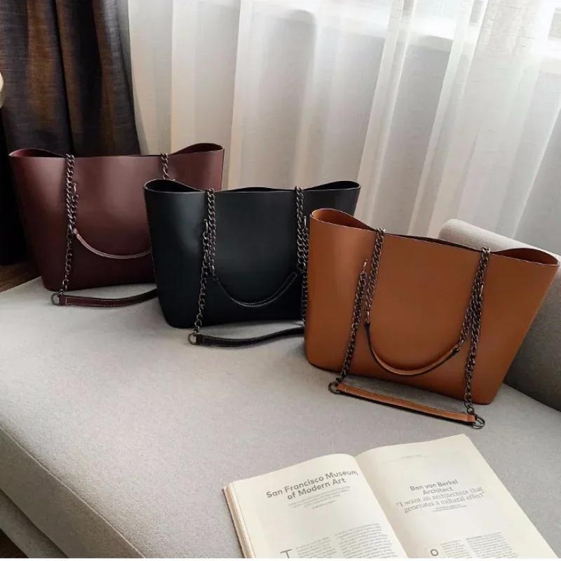 Monochromatic PU Shoulder Bag for Women Versatile Bag Minimalist Design Large Capacity Elegant and High Quality Leisure New