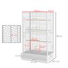 Bird Cage with Removable Tray and Perches, Parrot Aviary, 61x36.5x98 cm, White