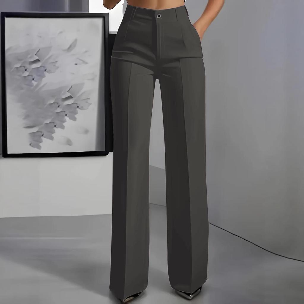 2026 Women's Plus Size High-Waisted Drapey Slimming Straight Trousers - European & American Style