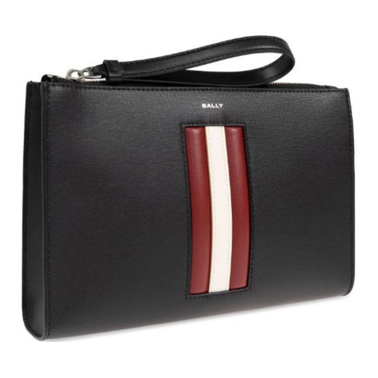 Bally Logo Print Leather Clutch Men clutch Black 6308543