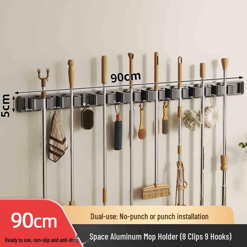 LIEI Punch-Free Suction Cup Mop and Broom Holder