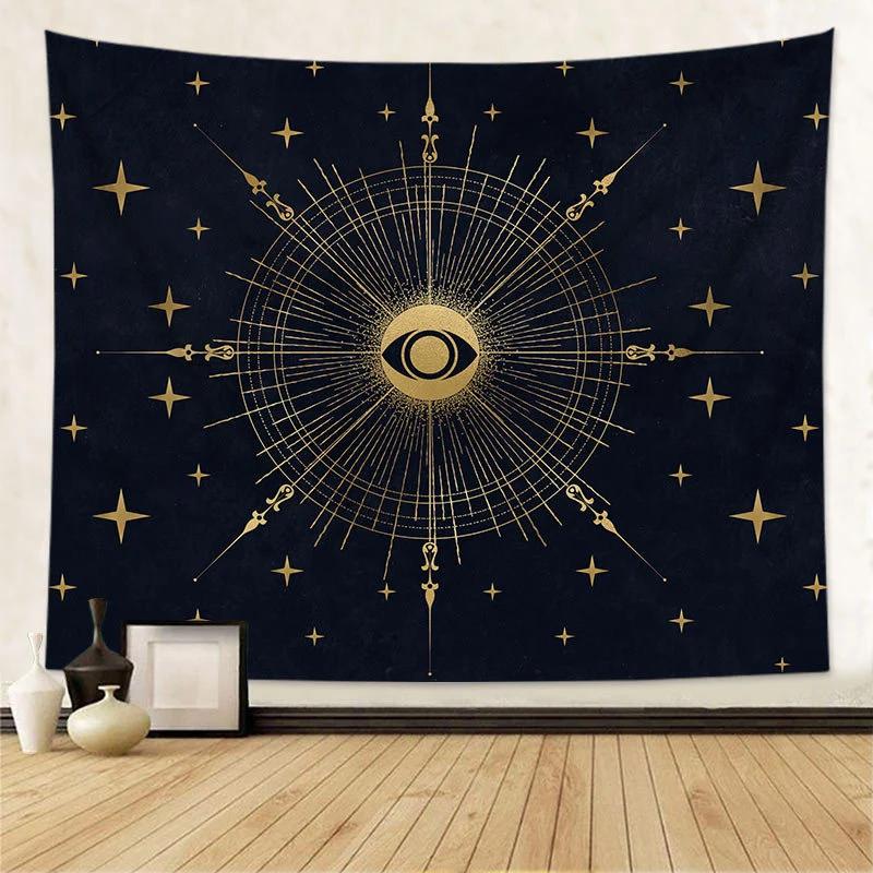 Gold Sun and Moon Wall Hanging Tapestry Celestial Zodiac Decor for Boho Bedroom Spiritual Room Dorm Witch Altar Gift Aesthetic