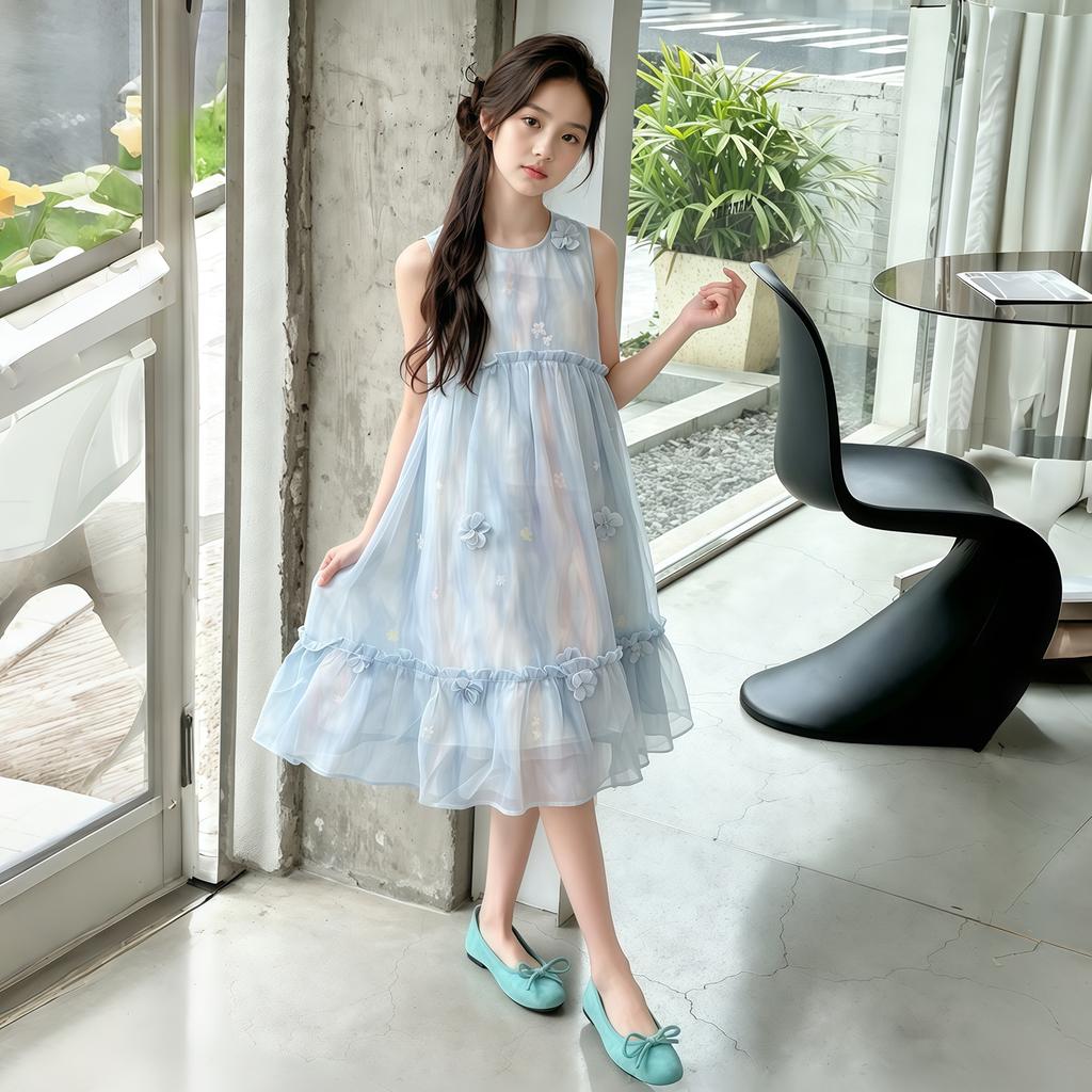 Girls' Chiffon Dress - Summer 2026 Sweet Children's Vest Skirt