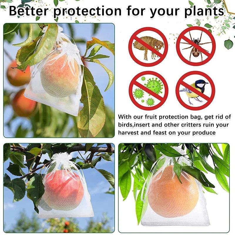 100PCS Fruit Protection Bags Anti-Bird Garden Netting Bags Strawberry Grapes Mesh Bag Plante Vegetable Netting Cover Garden Tool