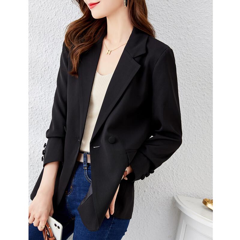 TERRE BLEUE Women's Loose Fit Lapel Blazer