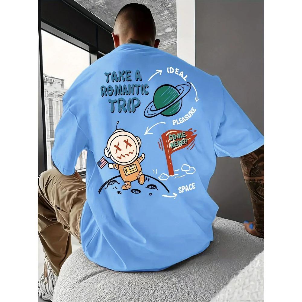 New Men s Astronaut Planet 3D printed short sleeved T-shirt men s high street T-shirt polyester fiber comfortable soft 6XL