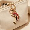 Rhinestone Pendant Keychain Pendant, Sparkling Rhinestones Dolphin Shape Keychain, Electroplated Surface Durable Charm Key Holder with Ring