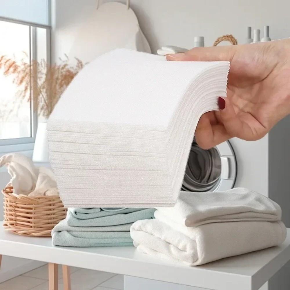 50PCS White Laundry Tablets Color Keeping Anti-String Anti-Staining Sheets Clear Odor Mixing Wash Color Absorbing Film