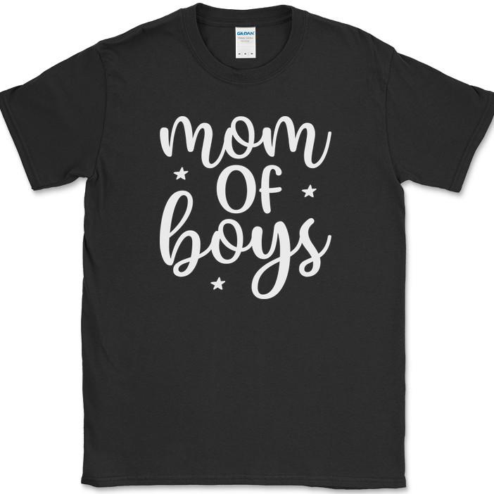 

Mom of Boys T-Shirt Funny Mothers Day Parent Humor Novelty Gift Text Tee M