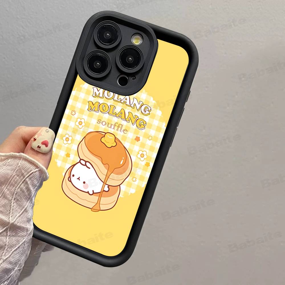 Kawaii Cute Rabbit M-MolangS Anime Silicone Soft Phone Case For IPhone 17 16 15 14 Plus 13 12 Mini 11 Black Cover