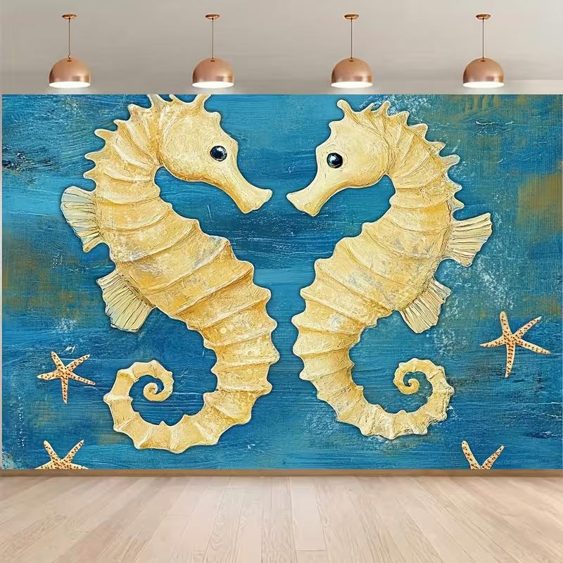 

2D Printed Nautical Seahorse Starfish Studio Backdrop for Photograph 47.2x31.5inch/120*80cm