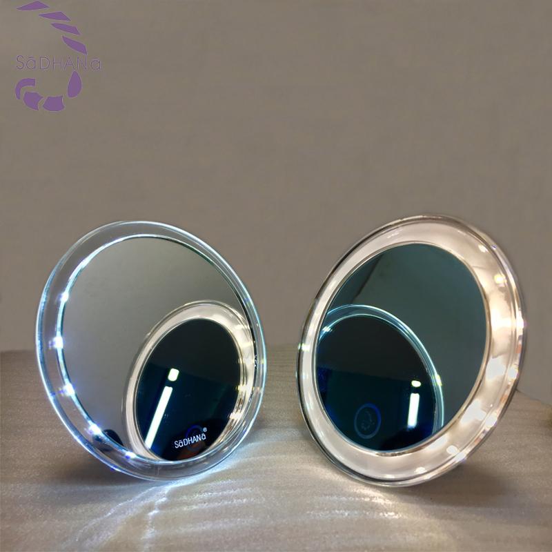 Pocket Lighting Mirror Foldable Portable Led Mirror Makeup Mirror with Different Light Color 4