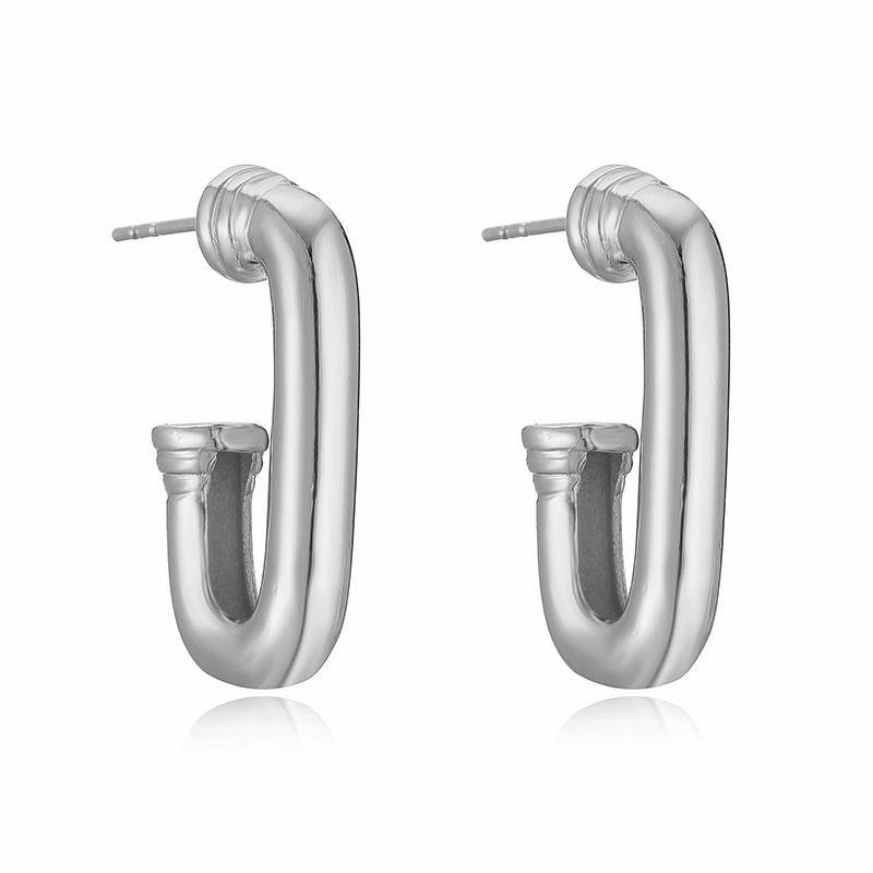 

HECHENG, Chunky C Shape Hoop Earrings for Women Brass Thick Geometric Earring Punk Hiphop Zircon Brincos