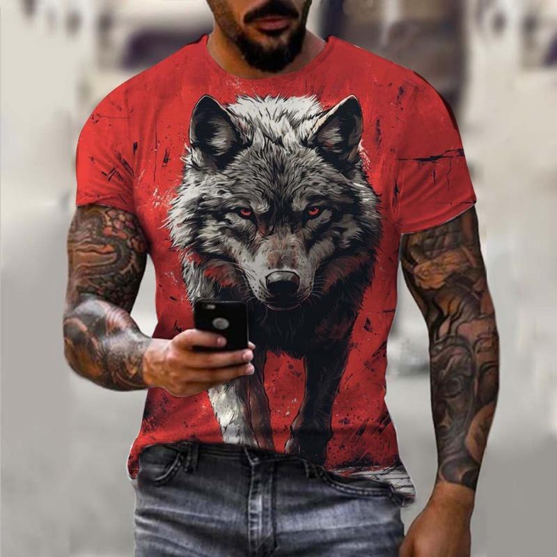Men's T-Shirts Animal Wolf Pattern 3D Print Tops Tees Summer Women Streetwear Fashion