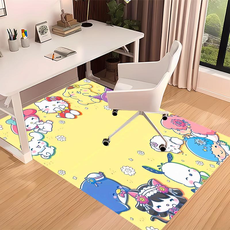 1pc Sanrio1 Print Area Rug - Soft, Washable Non-Slip Indoor Mat for Office Chairs, Living Room, Home Office Decorative Rug