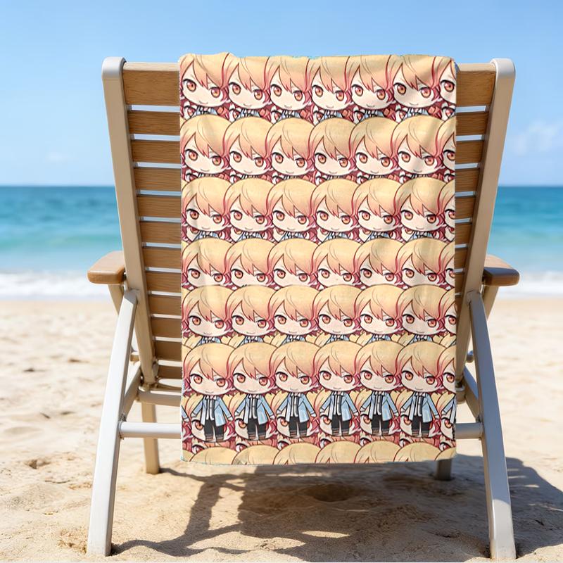 proof beach towel with a Tenma Tsukasa1 pattern - soft,absorbent,quick-drying,machine washable - perfect for swimming,camping,bathing