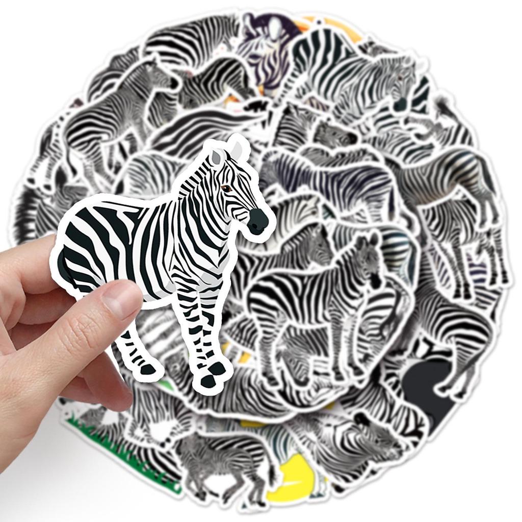 Zebra Animal Doodle Stickers – 50 Waterproof Sheets for Kids' Decor, Phone Cases, and Suitcases