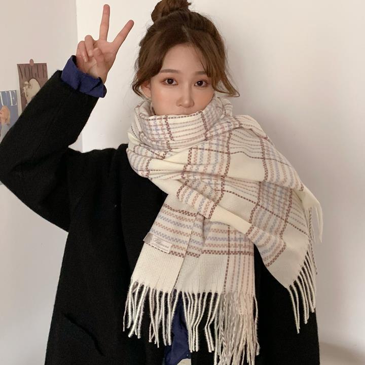 Imitation Cashmere Plaid Men's and Women's European American Korean and Japanese Thickened Warm Tassel Shawls and Scarves