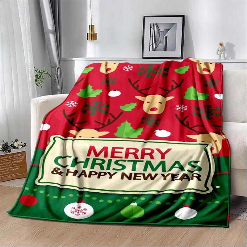 Merry Christmas Tree Santa Claus Kids Gift Cartoon Plush Blanket,Flannel Blanket Throw Blanket for Living Room Bedroom Bed Sofa