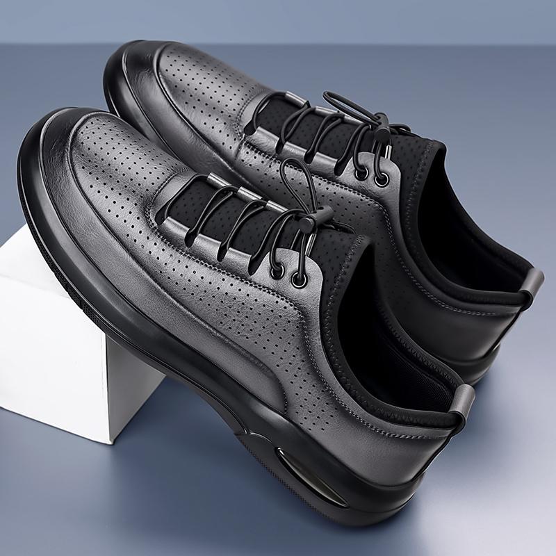 Fashion Quality Soft Sole Anti Slip Sports Leisure Shoes Brand Leather Business Oxford Shoes Summer Breathable Punching Leather Men Shoe