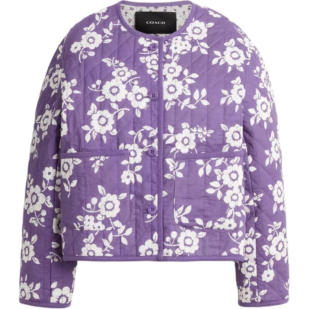 Coach SS25 Vintage Quilted Floral Button Jacket Women jackets Purple CAU42-PUP