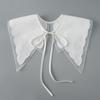 White Retro Hanfu Cloud Shoulder Shawl with Lace Trim & Embroidery for Women
