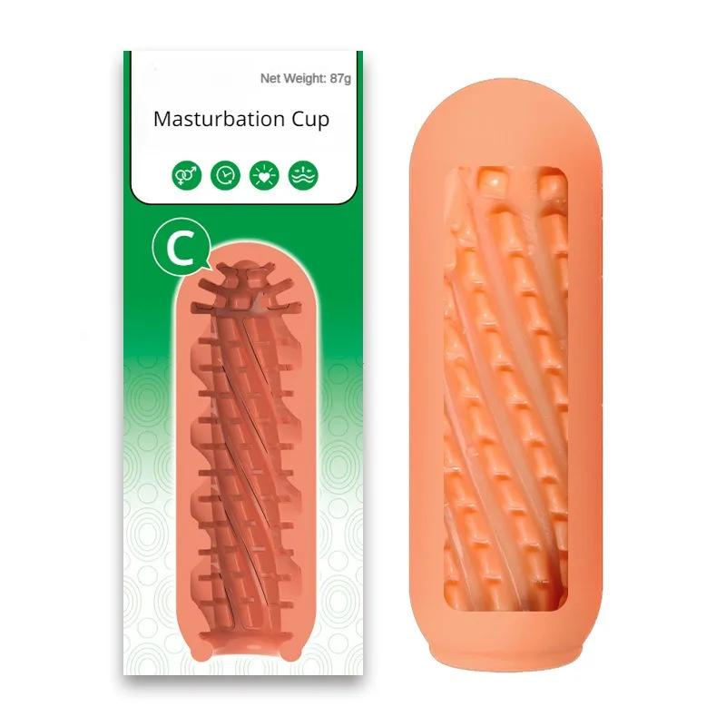 Male Masturbator Cup Manual Silicone Portable Sucking Airplane Cup Soft Vagina Blowjob Pocket Pussy Masturbation Sex Toy For Men