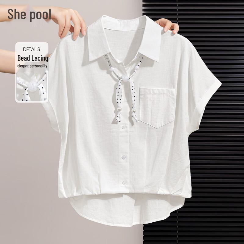 

Chic French Style Tie-Neck Lapel Blouse One Size