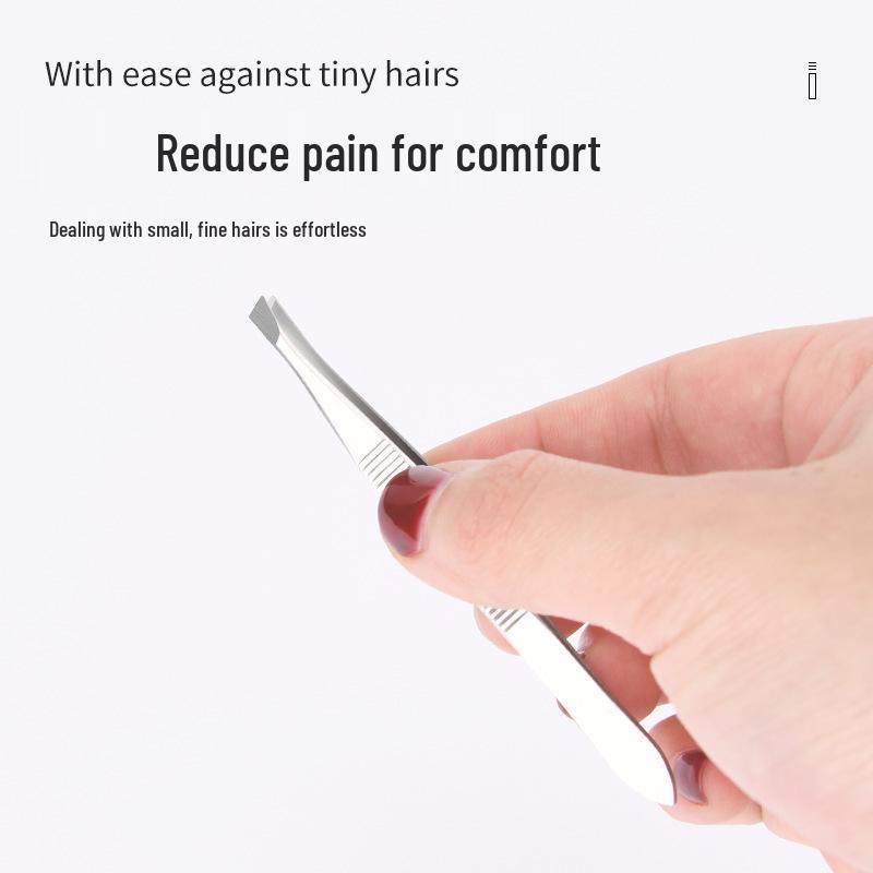 Stainless Steel Non-slip 9cm Eyebrow Tweezers - Flat & Angled Tip for Hair Removal and Shaping