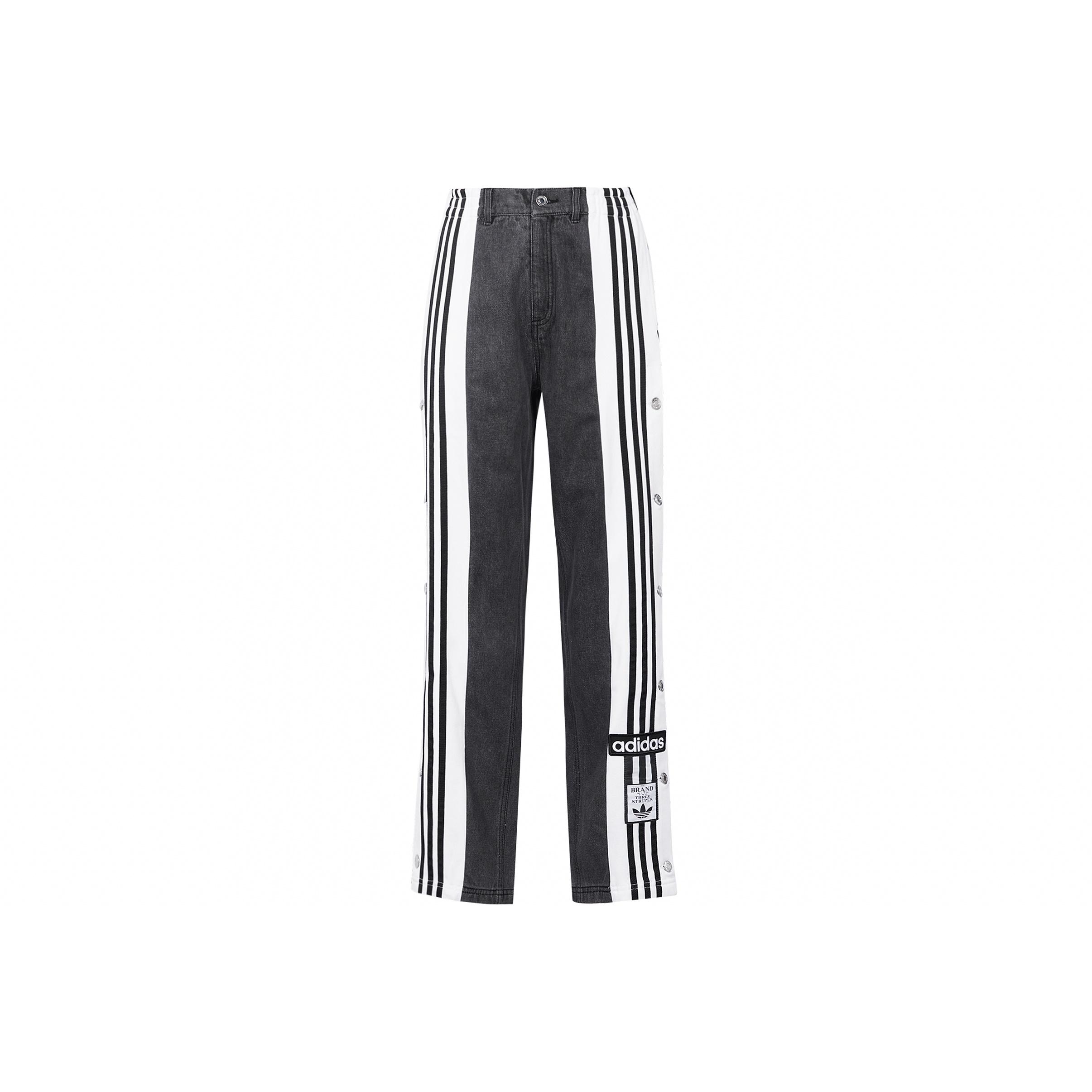 Adidas Originals X Dry Clean Only Denim Adibreak Lässige Gestreifte Knopf-Sporthose Damen Unterteile Schwarz H59019 S gray