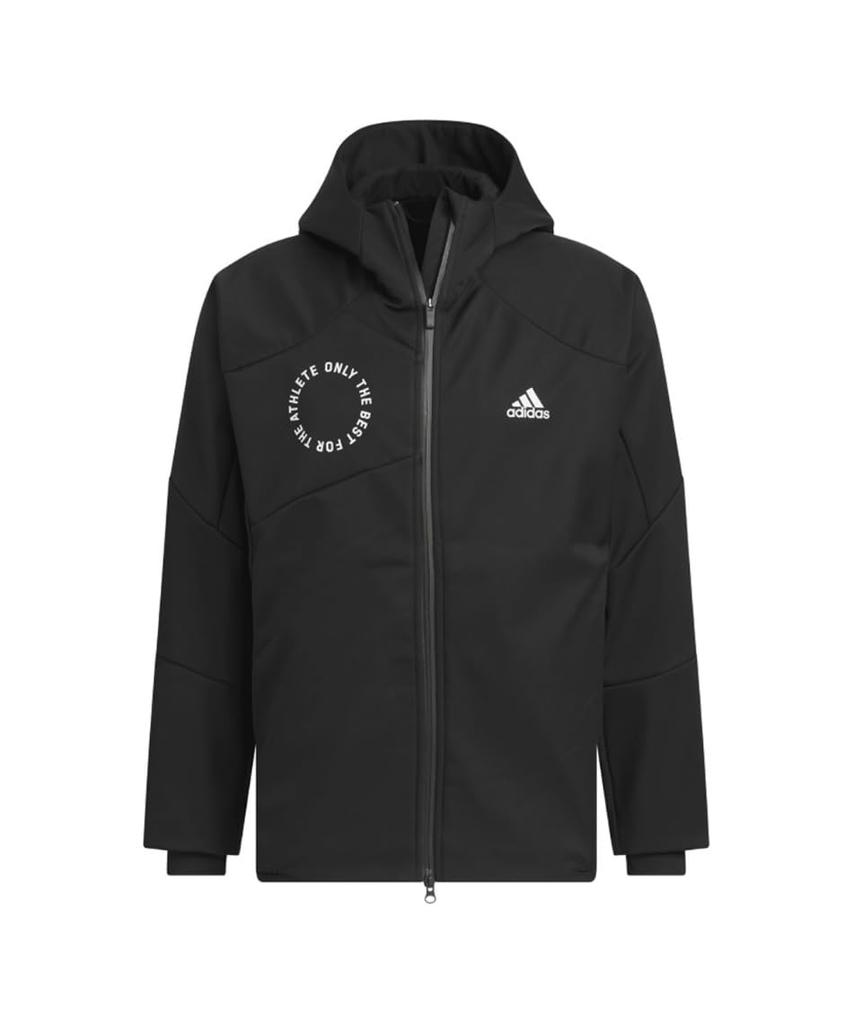 adidas Regular Fit Bonded Fleece Hooded Track Top Standard.1 Triple-Layer Full-Zip KWY05-JH1031 (Black/LL/Men's)