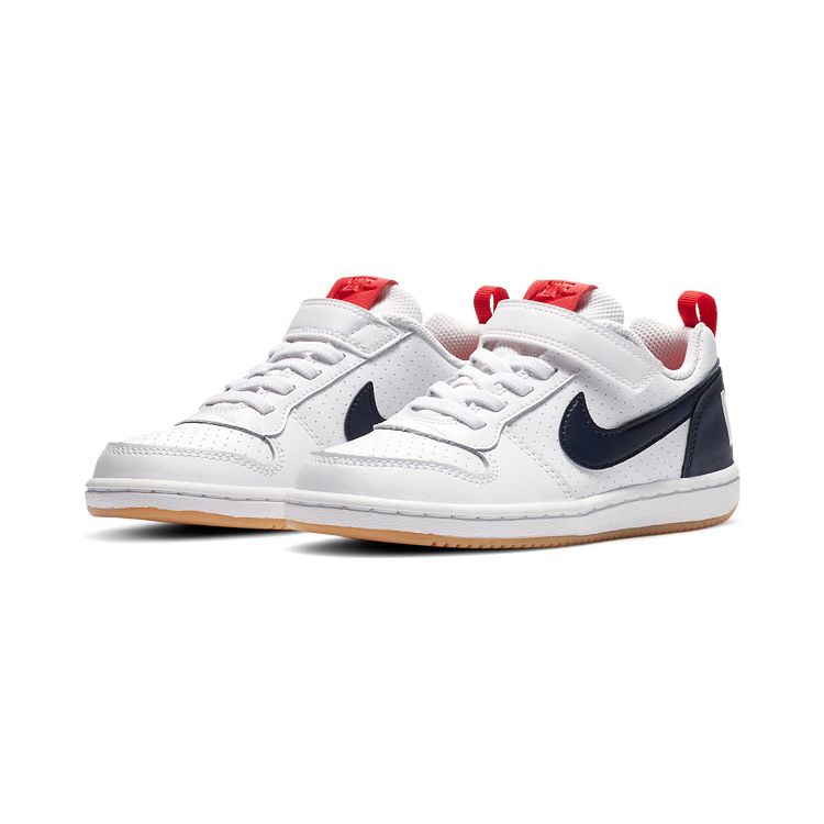 Nike Court Borough Low Comfortable Versatile Non-Slip Durable Balance Low-Top Skate Shoes Kids sneakers White Red Blue 870025-105