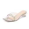 2025 Summer~ Rhinestone transparent crystal slippers, fairy wind with thick heels and sandals