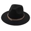 Unisex Chain Felt Fedora Hat for Stage Performance