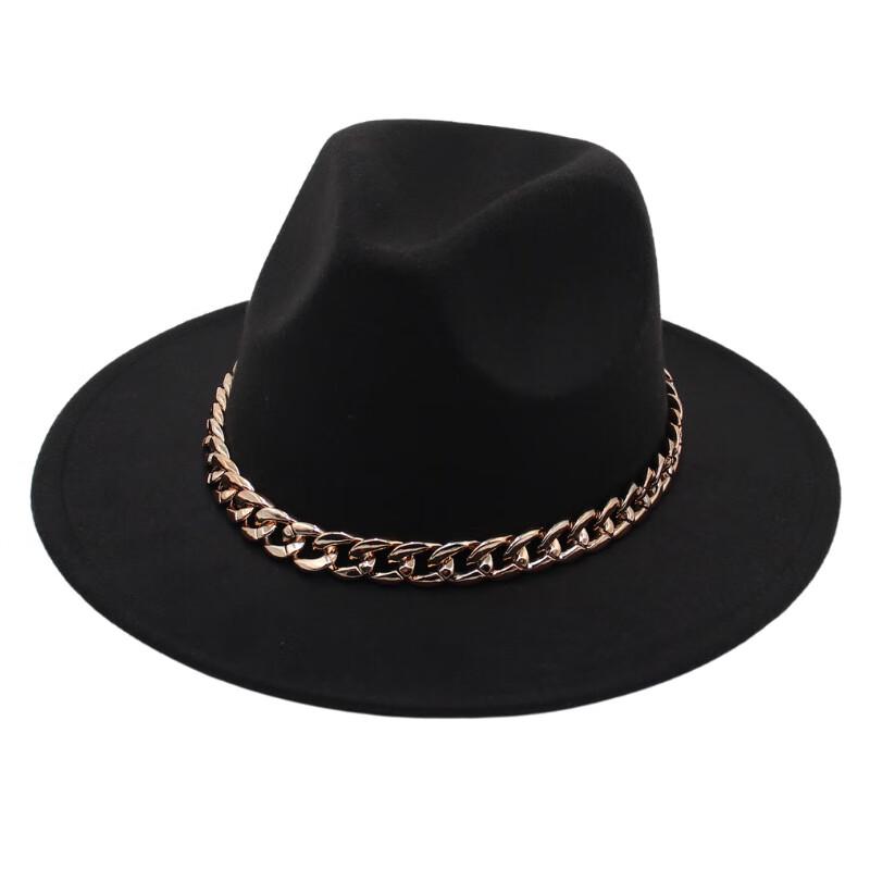 Unisex Chain Felt Fedora Hat for Stage Performance