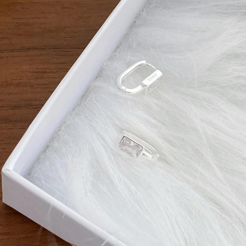 Luxury Exquisite Geometric Square Crystal Hoop Earrings for Women Temperament Gold Color Stainless Steel Korea Jewelry Wholesale