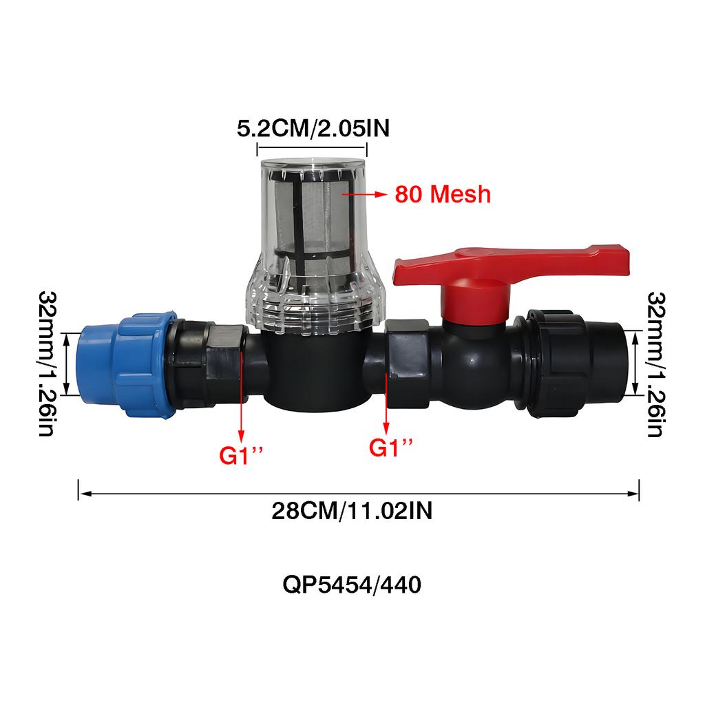 Garden Water Filter Valve Hose Connector Rainwater Bucket Valve 3Pcs Kit Drip Irrigation Water Tank Connector Hose 32mm 25mm