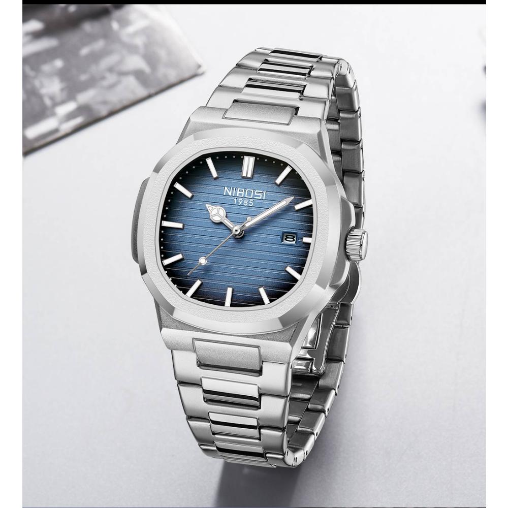 NIBOSI Luxury Man Wristwatch Waterproof Luminous Chronograph Watch for Men Stainless Steel Men's Quartz Watches