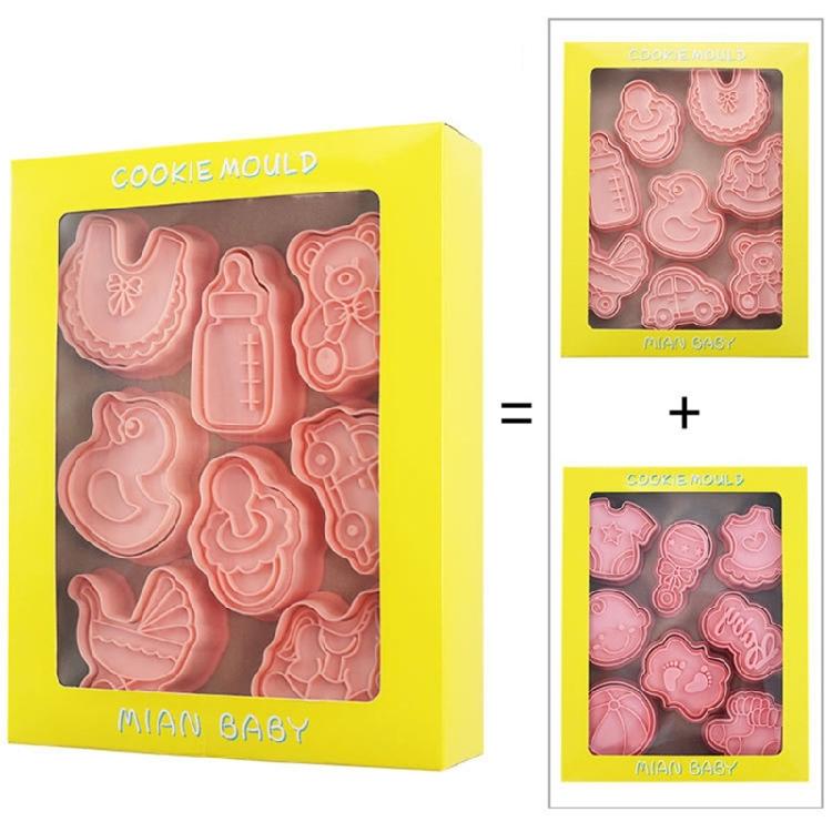 16PCS Babies Series Biscuit Moulds PP Material Push-type Frosting Cookie Molds