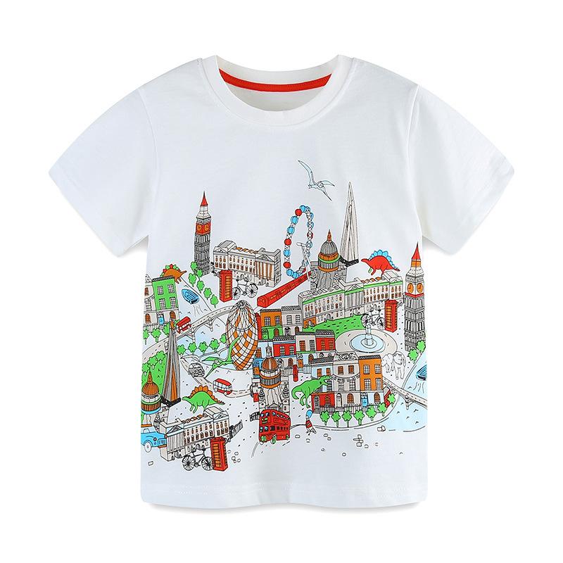 

Summer new boys T-shirt European and American style cartoon print sports round neck short-sleeved top 100
