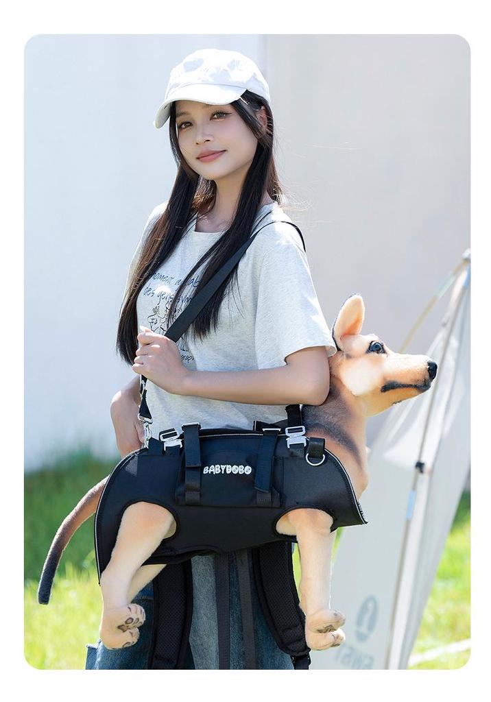 BABYDOBO Double Shoulder Crossbody Backpack for Medium & Small Dogs - Portable Cycling Pet Carrier